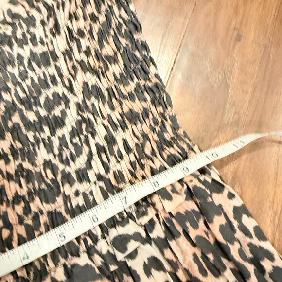 GANNI Leopard Print Maxi Dress Smocked Silk Blend EU 32 US 0 Mob Wife Luxury - Picture 14 of 16